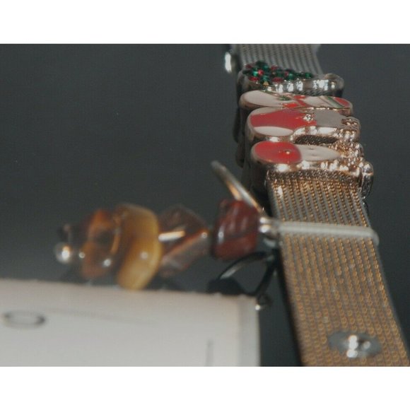 Tiger Eye Gemstone- Stainless Steel Mesh Keeper Bracelet-Band-Slide Charms-549 - Picture 7 of 7